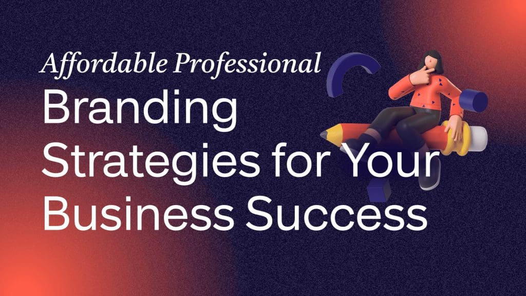 Modern illustration of branding strategy with a woman and branding tools for business growth.